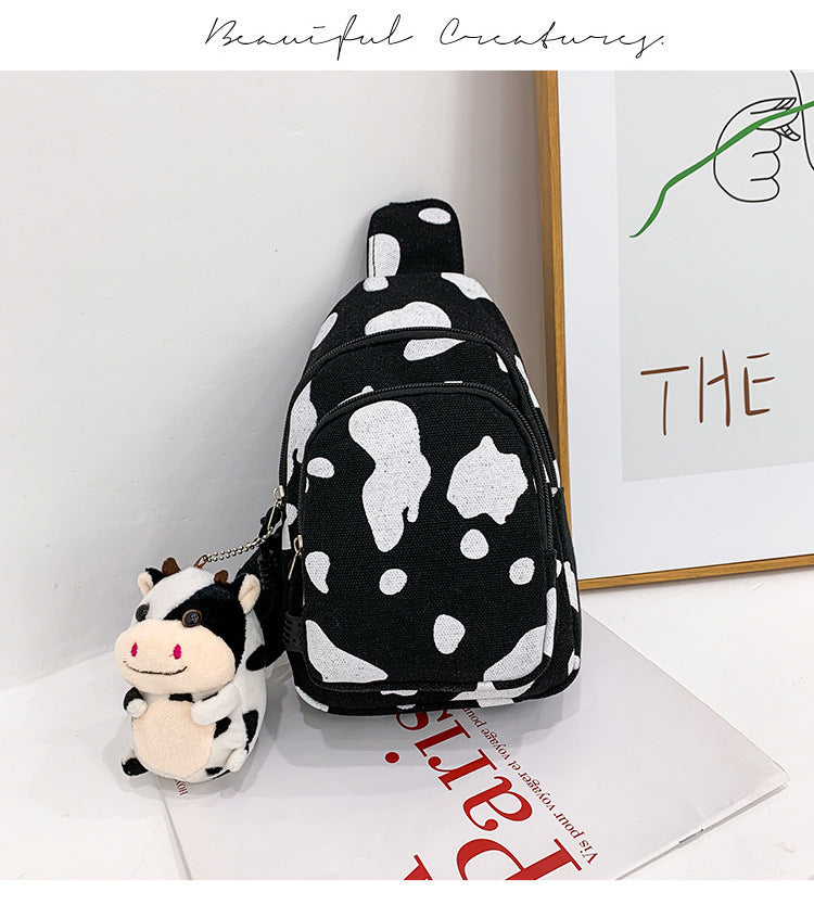 Wholesale Cow Patterned Canvas Single Shoulder Crossbody Bags
